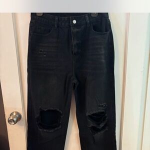 Women's Black Distressed Jeans